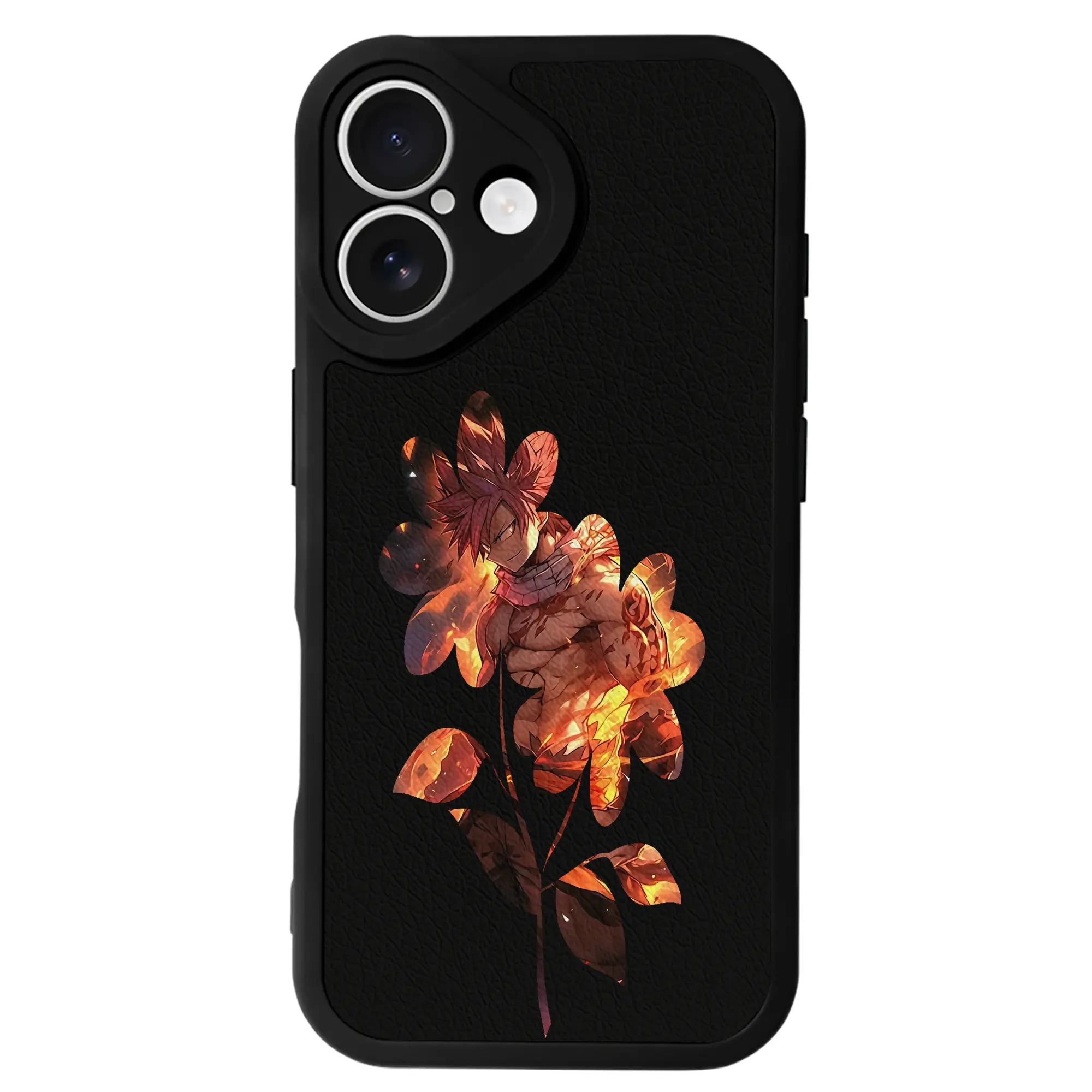 フェアリーテイル グッズ ナツ・ドラグニル - IPhone 16シリーズ対応 ・ シリコンスマホケース ・ レザー調 ・ 高精度フィット ・ 耐衝撃 ・ ワイヤレス充電対応 ・ 精密カット